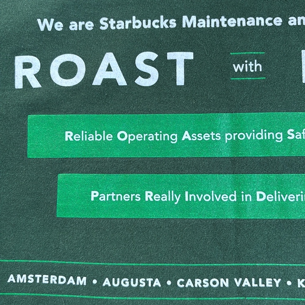Maintenance Crew Starbucks Apron Green Maintenance Tee Shirt Official Sz L - Picture 11 of 13